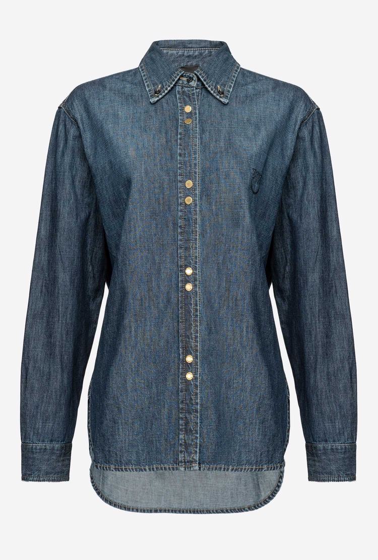 Women's Pinko Embroidery Shirts Blue | Australia-90652349