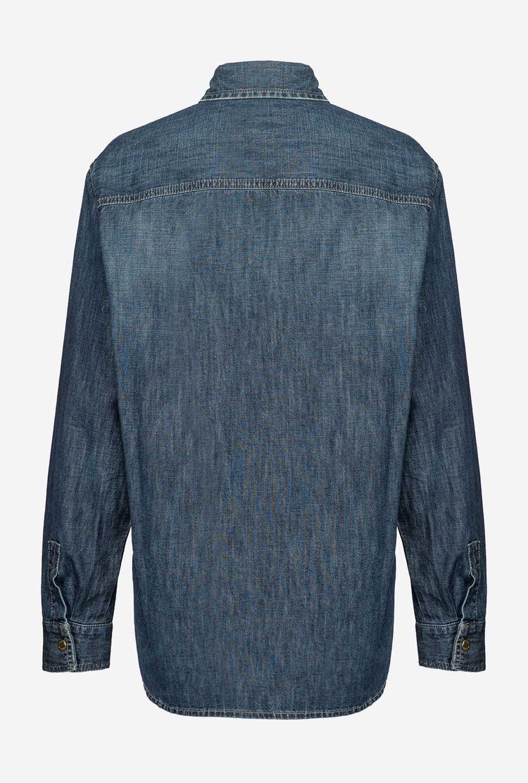 Women's Pinko Embroidery Shirts Blue | Australia-90652349