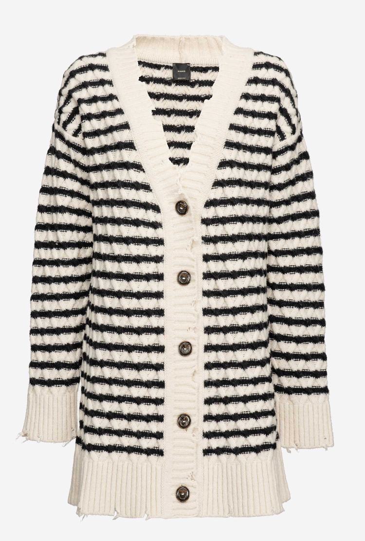 Women's Pinko Fancy-striped Cardigan Cream/Black | Australia-12736049