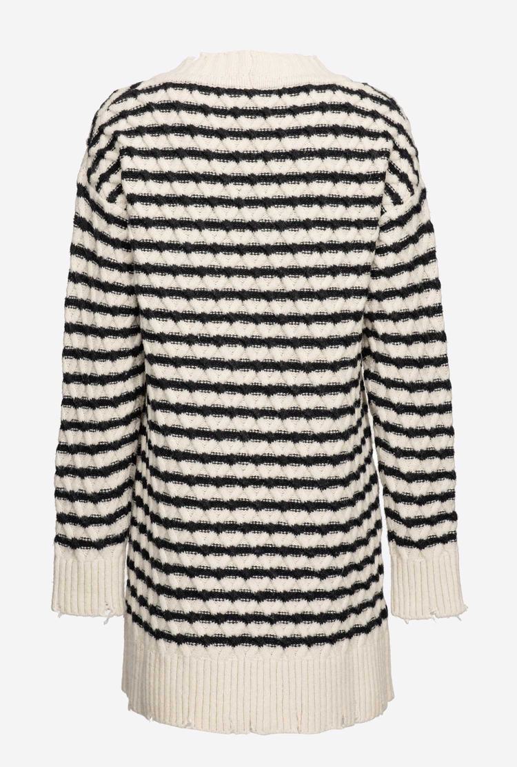 Women's Pinko Fancy-striped Cardigan Cream/Black | Australia-12736049