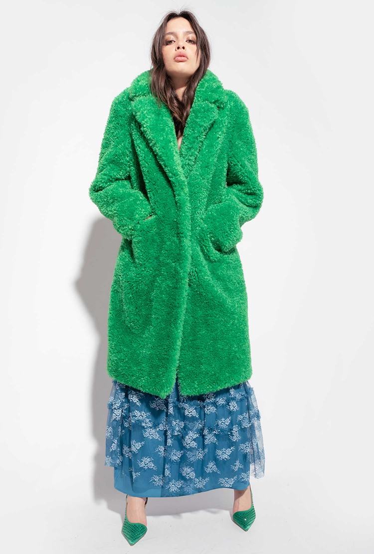 Women's Pinko Faux Fur Coats Green | Australia-19473809