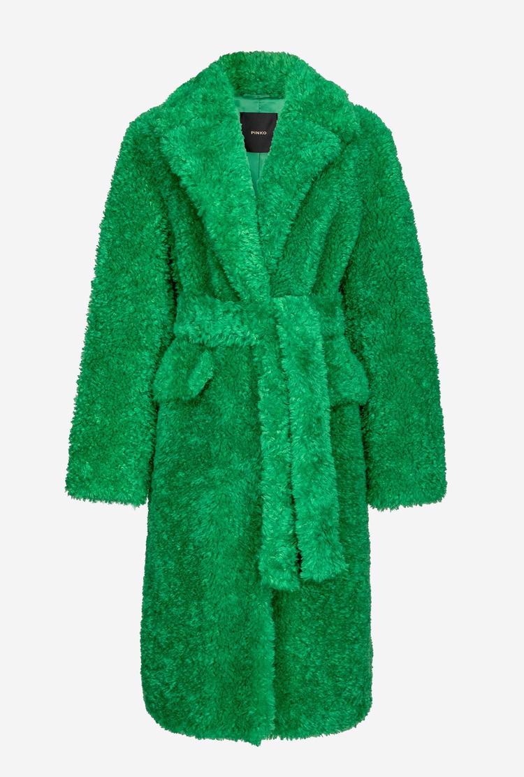 Women's Pinko Faux Fur Coats Green | Australia-19473809