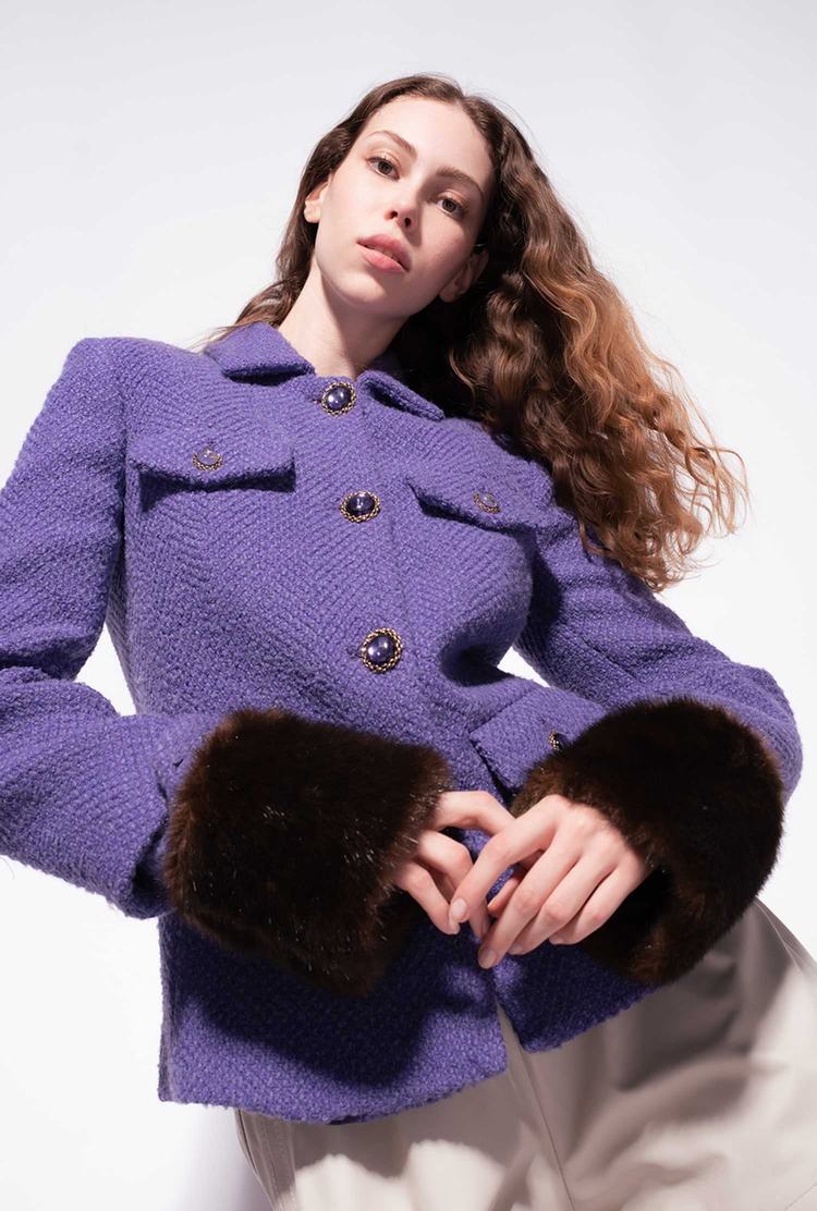 Women's Pinko Faux Fur Jackets Purple | Australia-86092179