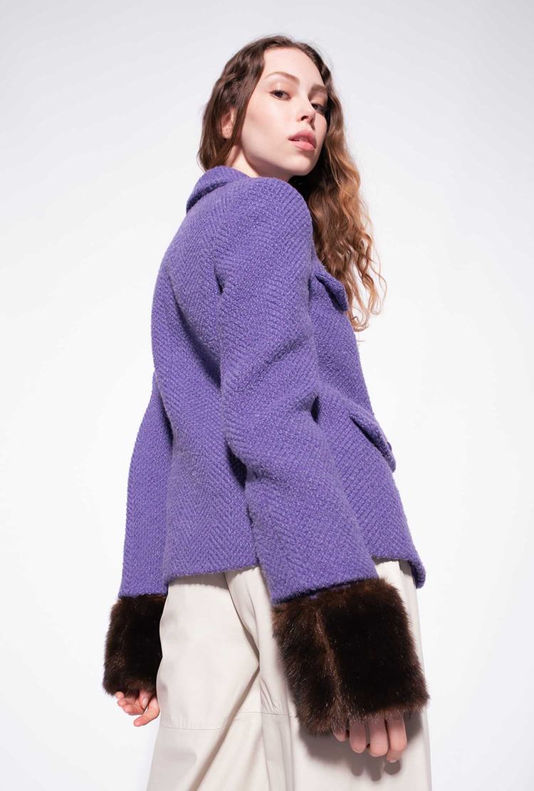 Women's Pinko Faux Fur Jackets Purple | Australia-86092179