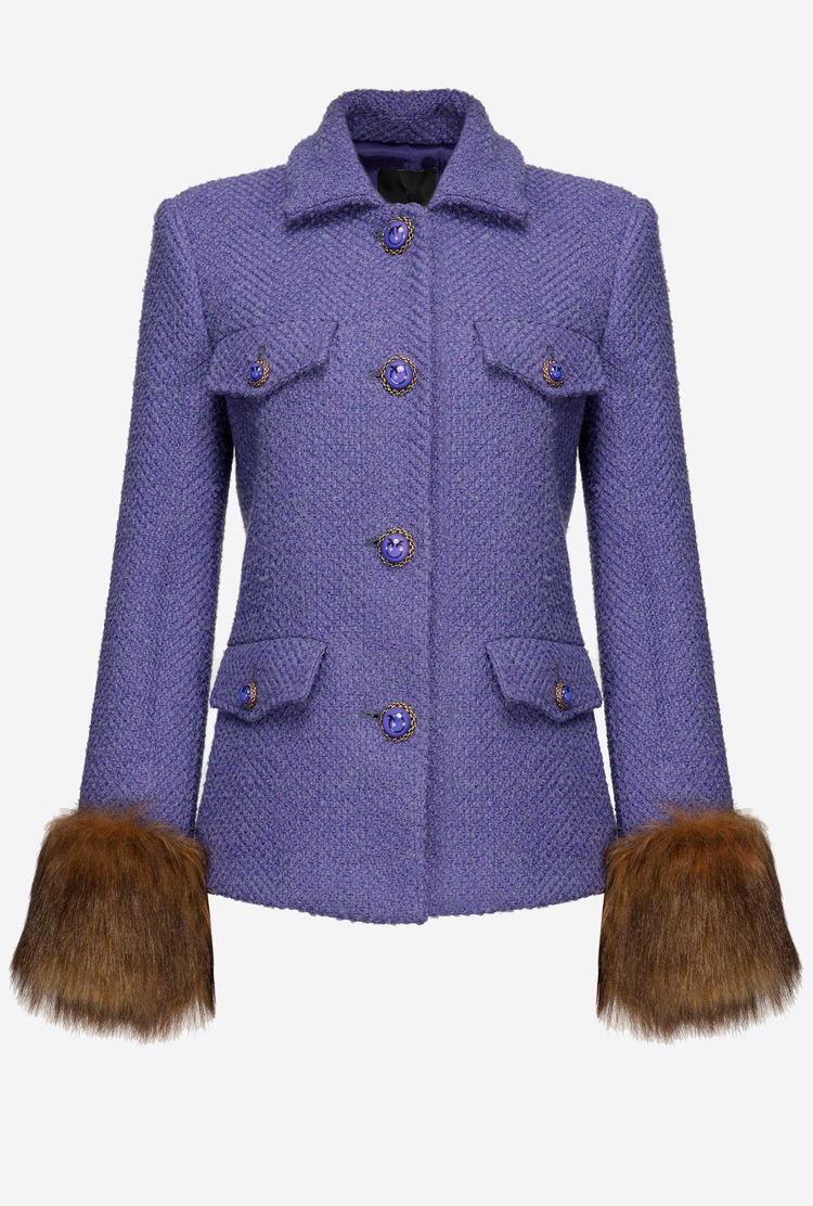 Women's Pinko Faux Fur Jackets Purple | Australia-86092179