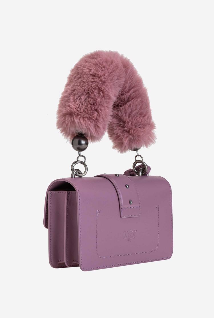 Women's Pinko Faux Fur Shoulder Strap Handbag Pink Silver | Australia-08326719