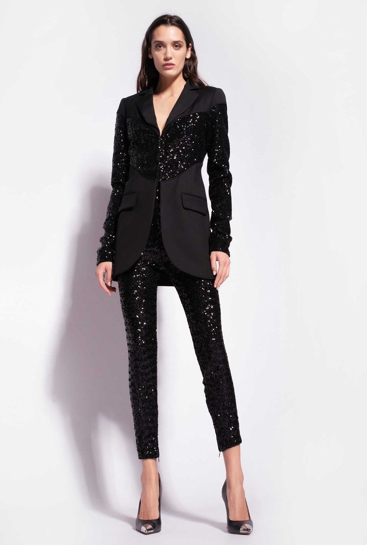 Women's Pinko Fitted Sequinned Blazers Black | Australia-13862749