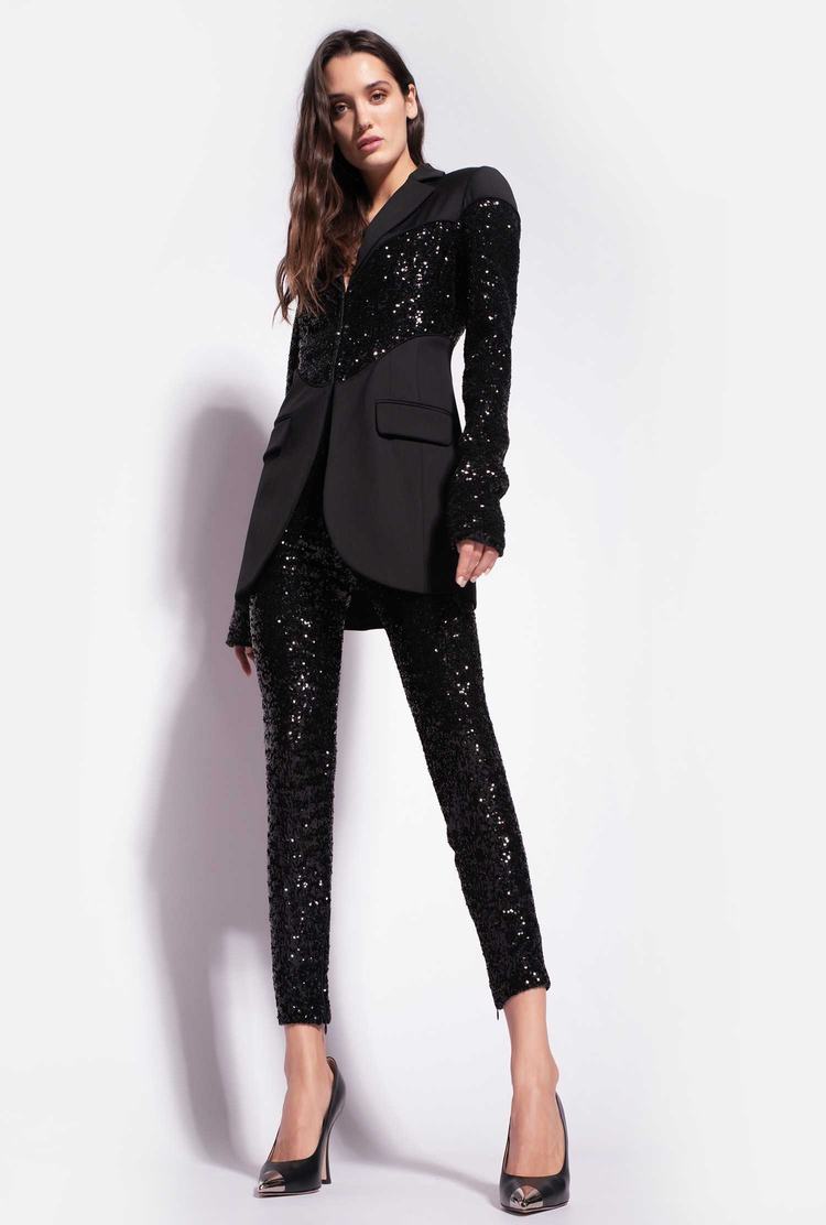 Women's Pinko Fitted Sequinned Blazers Black | Australia-13862749