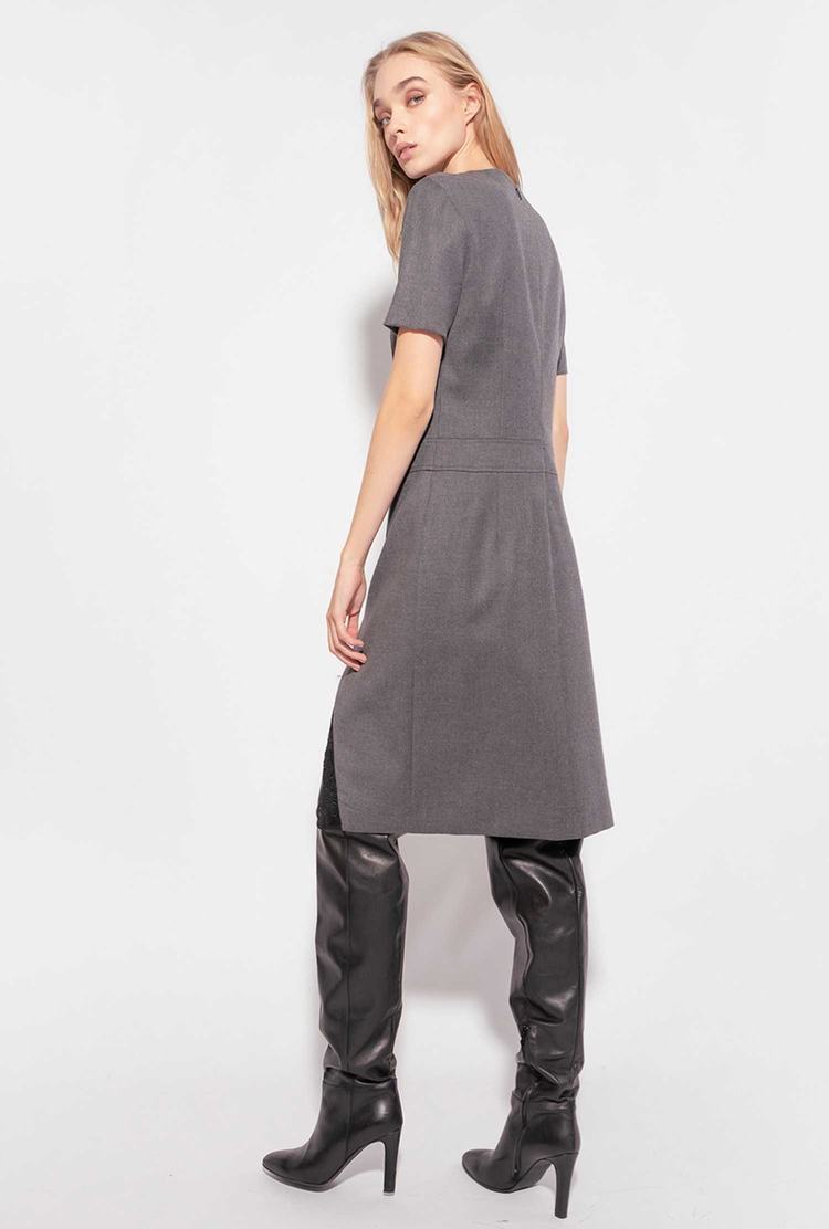 Women's Pinko Flannel And Lace Midi Dress Grey | Australia-78350969