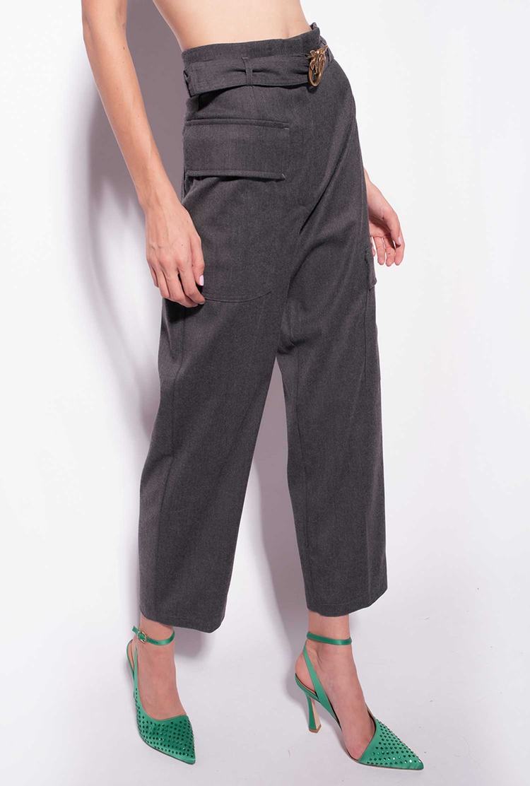 Women's Pinko Flannel Cargo Pants Grey | Australia-01842979