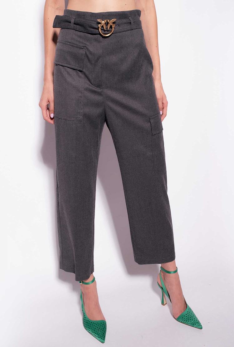 Women's Pinko Flannel Cargo Pants Grey | Australia-01842979