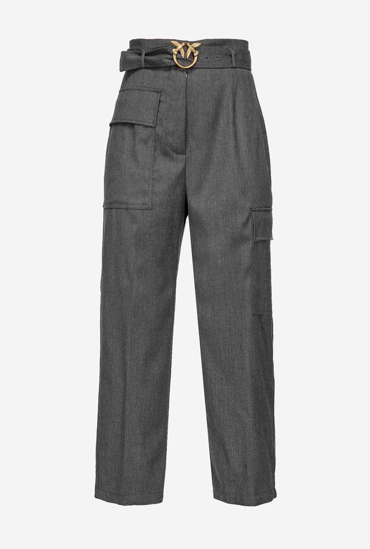 Women's Pinko Flannel Cargo Pants Grey | Australia-01842979