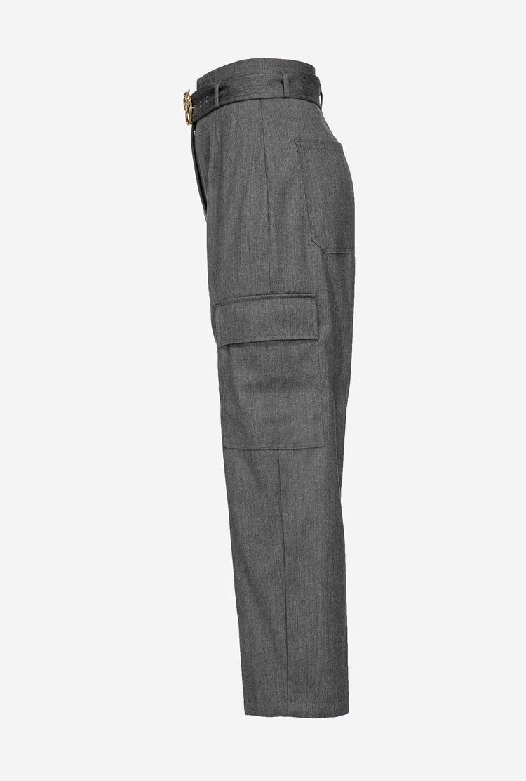 Women's Pinko Flannel Cargo Pants Grey | Australia-01842979