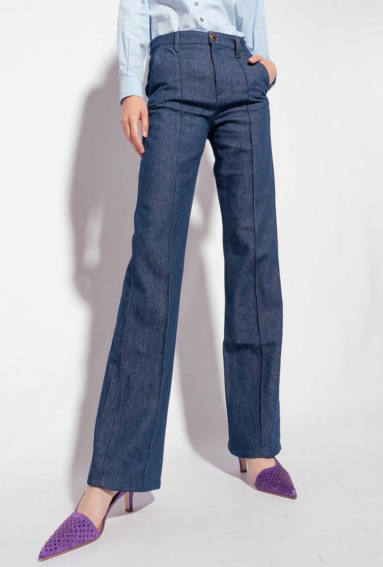 Women's Pinko Flared Flat-wash Denim Jeans Blue | Australia-31297459