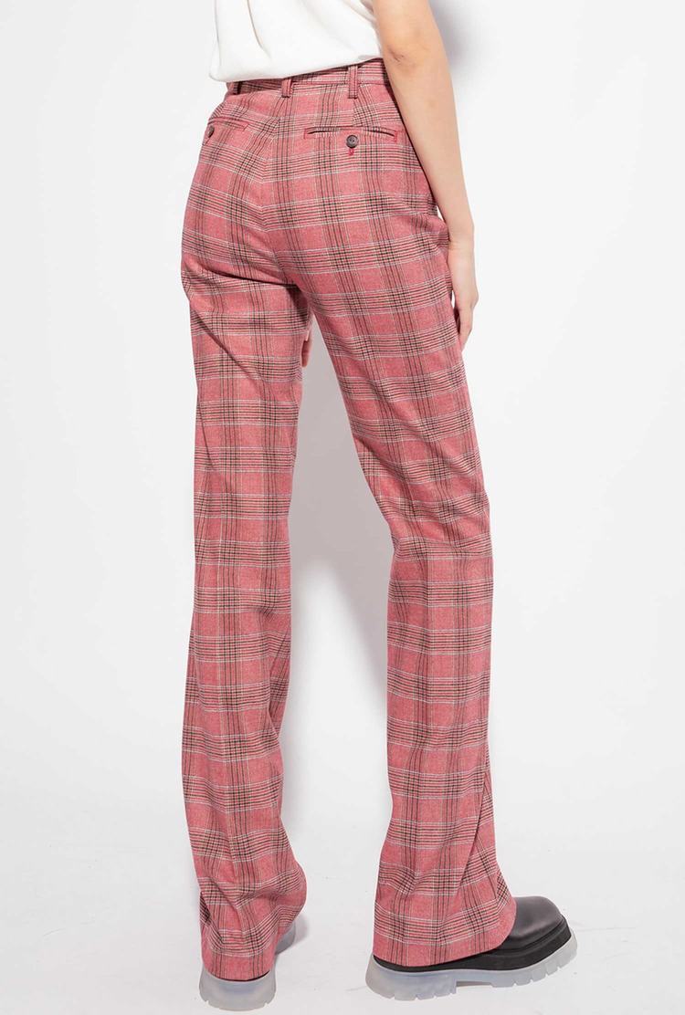 Women's Pinko Flared Prince-of-wales Flannel Pants Multicolor Red/Pink | Australia-10342979