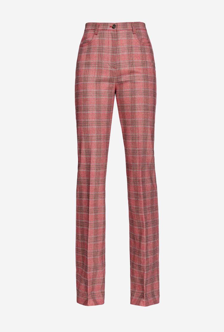 Women's Pinko Flared Prince-of-wales Flannel Pants Multicolor Red/Pink | Australia-10342979