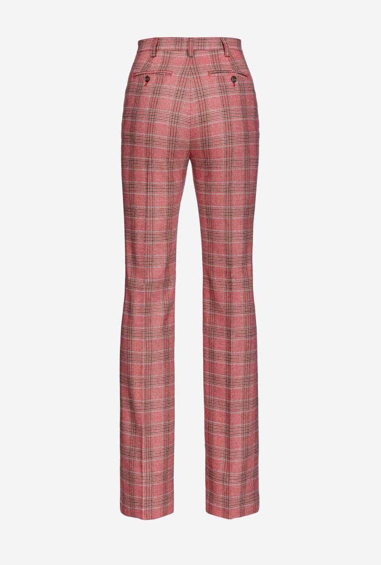 Women's Pinko Flared Prince-of-wales Flannel Pants Multicolor Red/Pink | Australia-10342979