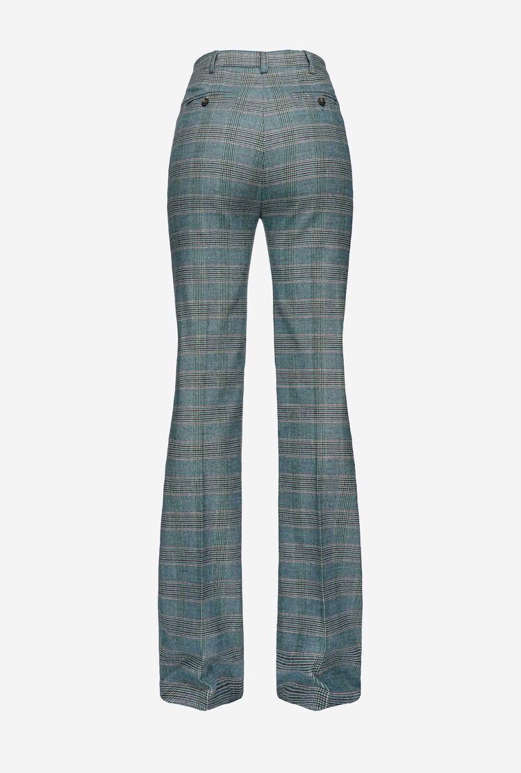 Women's Pinko Flared Prince-of-wales Flannel Pants Turquoise/Pink | Australia-61358029