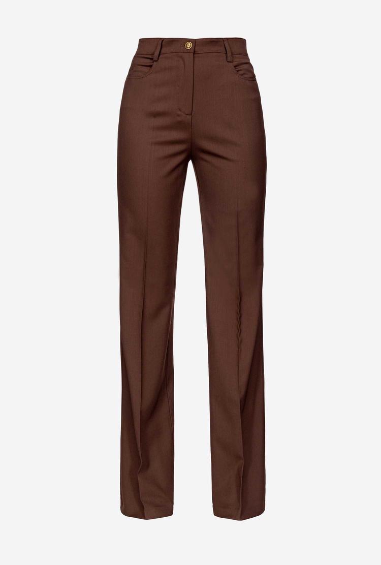 Women's Pinko Flared Stretch Pants Dark Brown | Australia-35812499