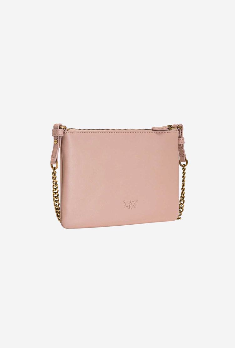 Women's Pinko Flat Love Bag Simply Shoulder Bags Pink Gold | Australia-27931869