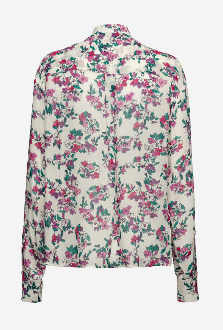 Women's Pinko Floral Georgette Shirts Multicolor White/Pink | Australia-98625439