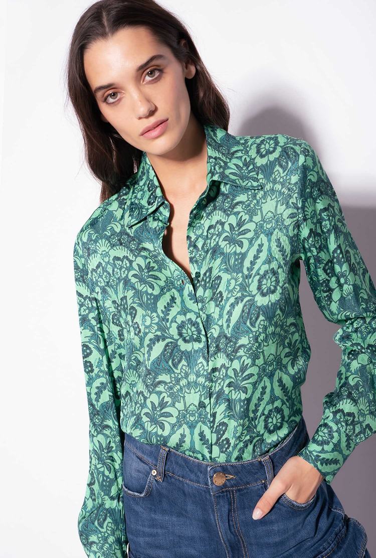 Women's Pinko Floral Jacquard Shirts Dark Green/Light Green | Australia-70961329