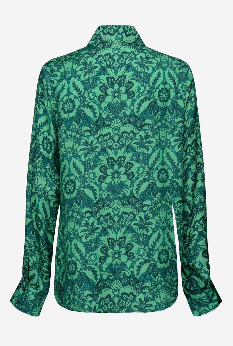 Women's Pinko Floral Jacquard Shirts Dark Green/Light Green | Australia-70961329