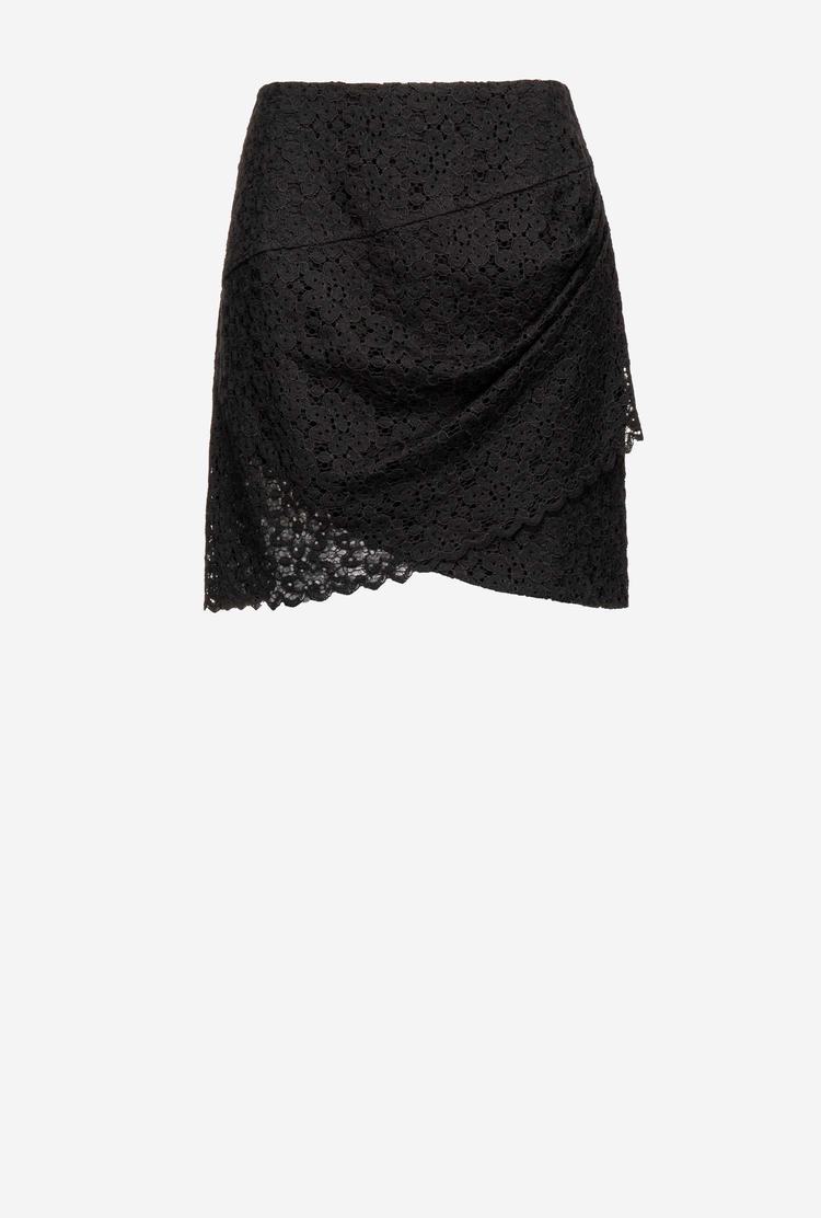 Women's Pinko Floral Lace Mini Skirts Black | Australia-46781359