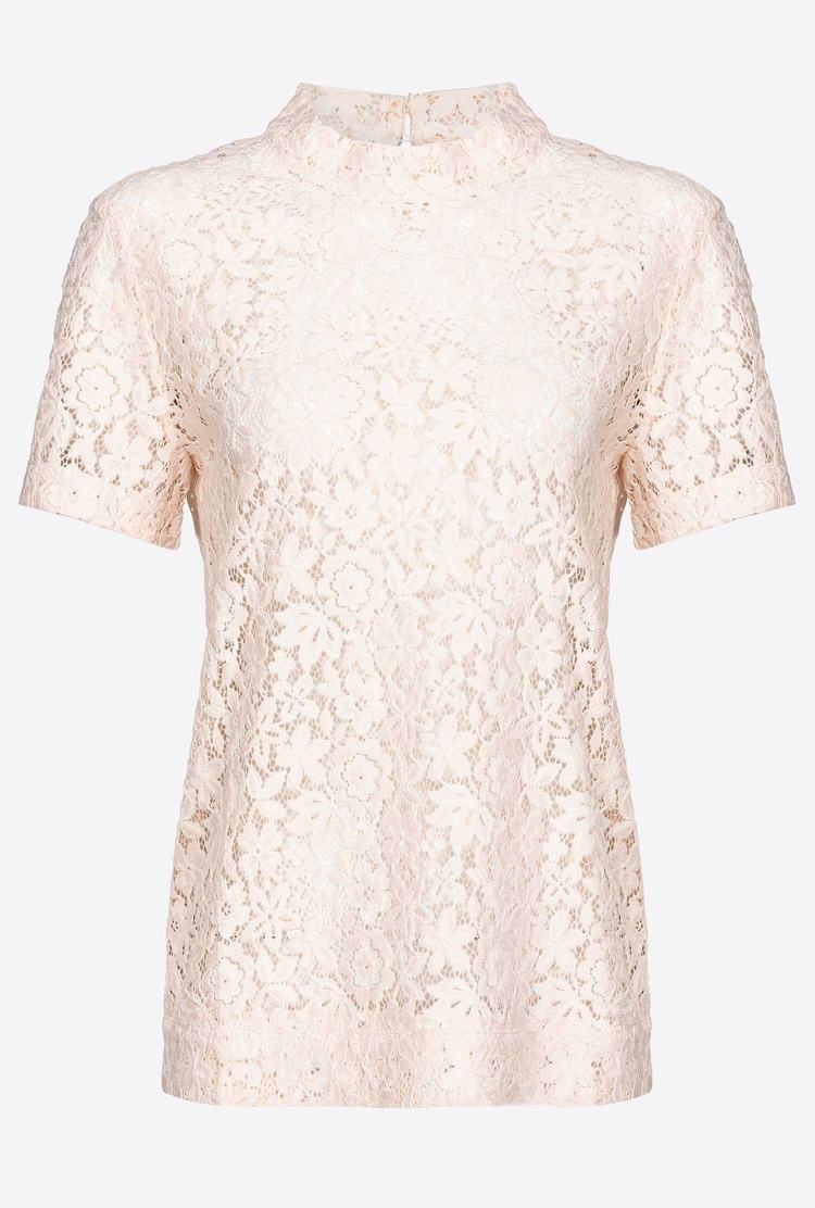 Women's Pinko Floral Lace T Shirts White | Australia-93826749