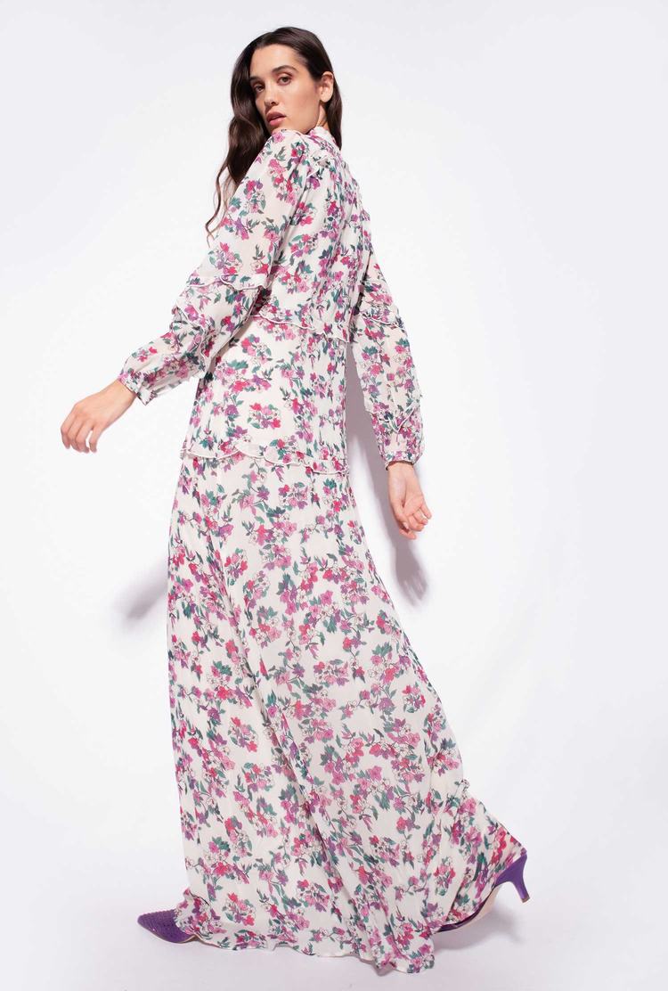 Women's Pinko Floral Maxi Dress Multicolor White/Pink | Australia-38740519