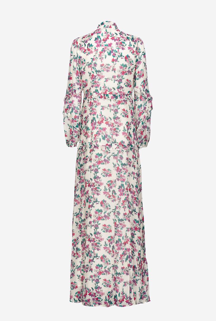 Women's Pinko Floral Maxi Dress Multicolor White/Pink | Australia-38740519