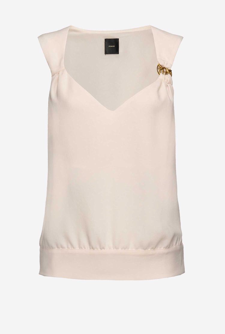 Women's Pinko Flowing Crepe Tanks White | Australia-79452819