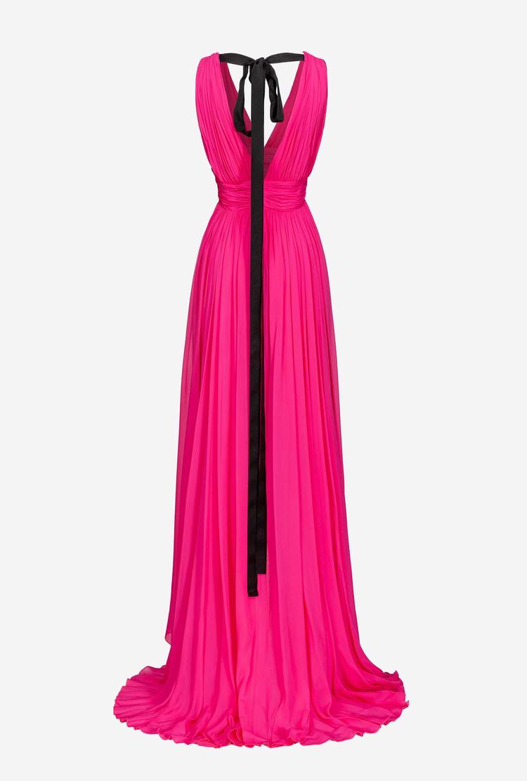 Women's Pinko Frills Dress Fuchsia | Australia-16740389