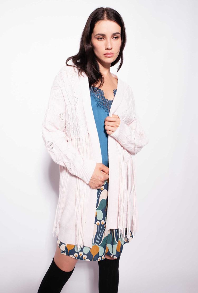 Women's Pinko Fringing Cardigan Beige | Australia-42835969