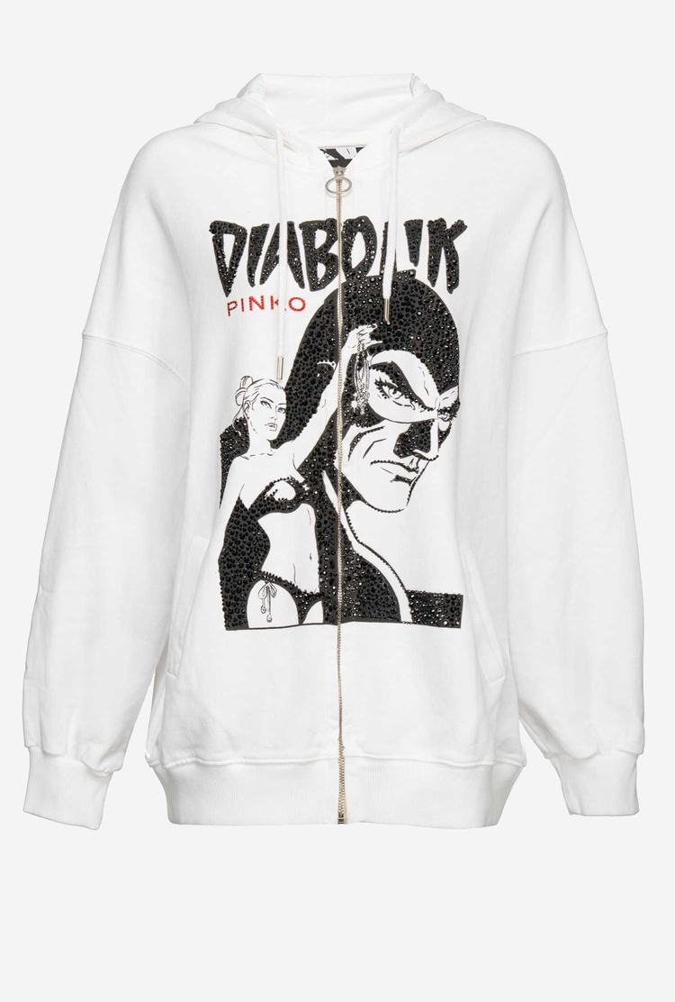 Women\'s Pinko Full-zip Diabolik Sweatshirt White | Australia-43218579