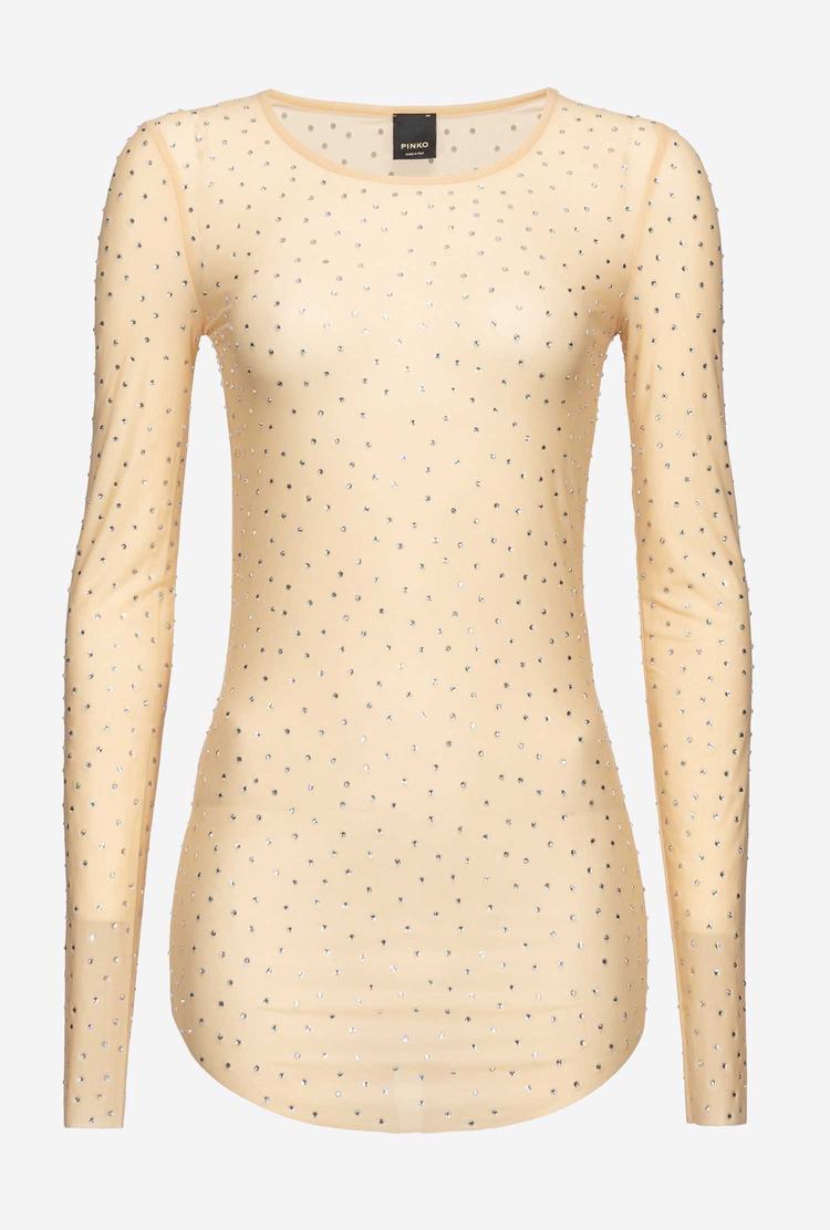 Women's Pinko Fully Rhinestoned Lingerie Beige | Australia-90465719