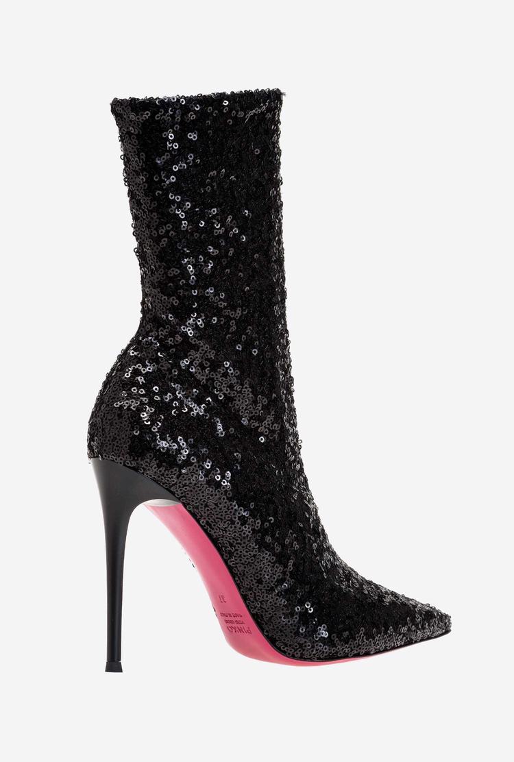 Women's Pinko Fully Sequinned Ankle Boots Black | Australia-38602749