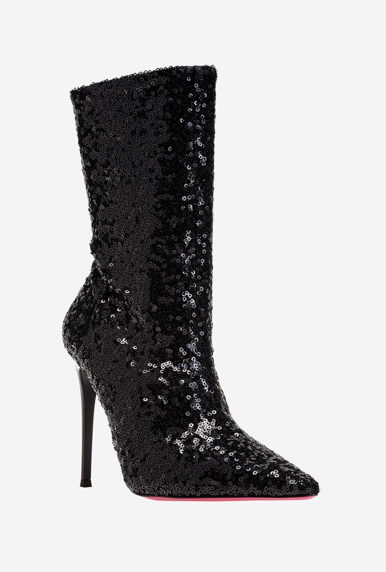 Women's Pinko Fully Sequinned Ankle Boots Black | Australia-38602749