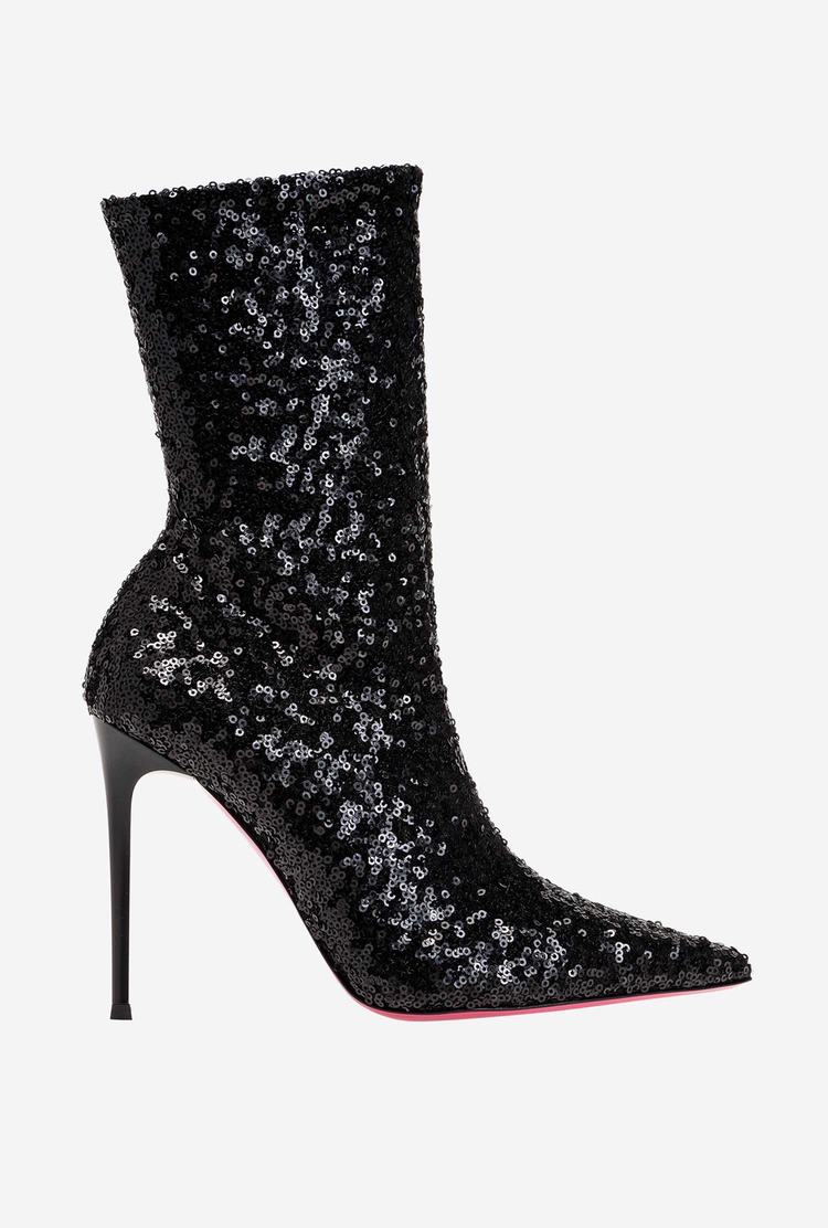 Women\'s Pinko Fully Sequinned Ankle Boots Black | Australia-38602749