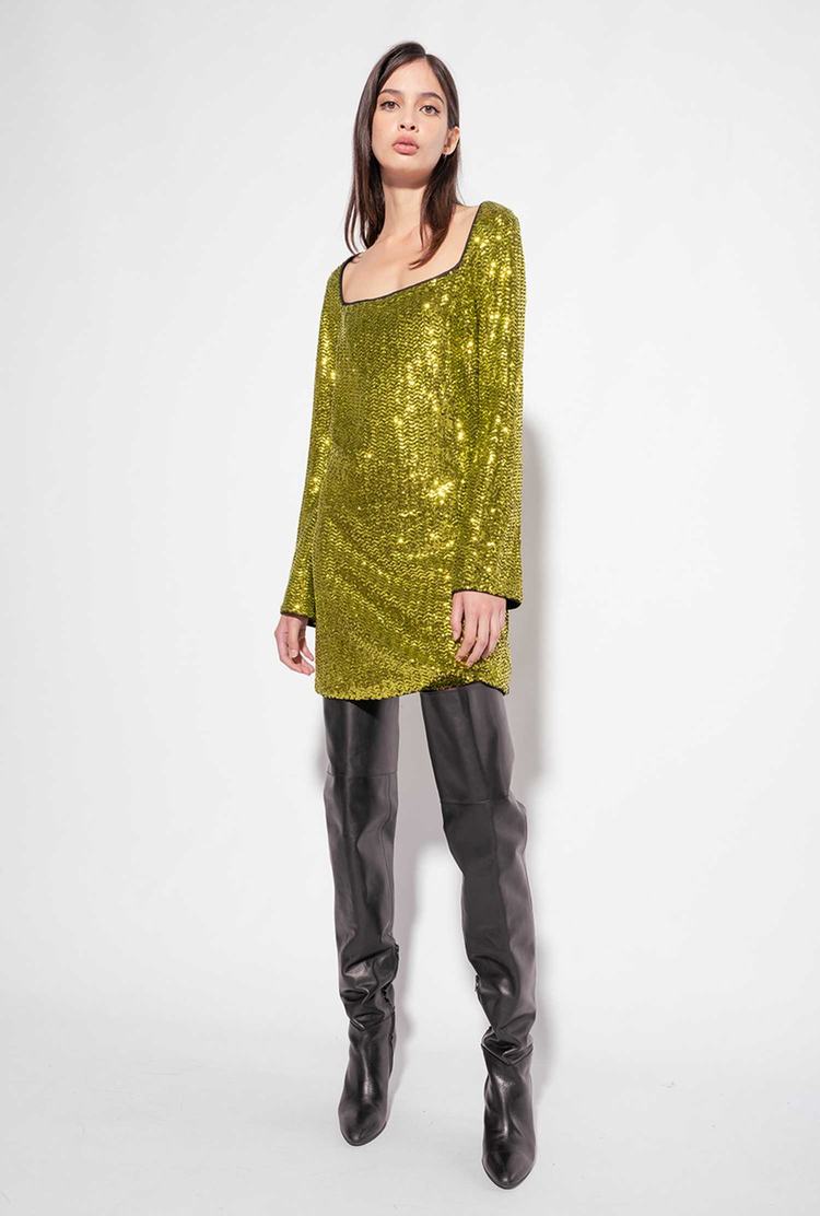 Women's Pinko Fully Sequinned Dress Green | Australia-86035719