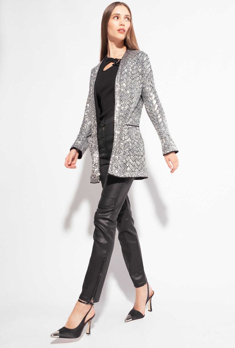 Women's Pinko Fully Sequinned Jackets Metal Silver | Australia-39562109