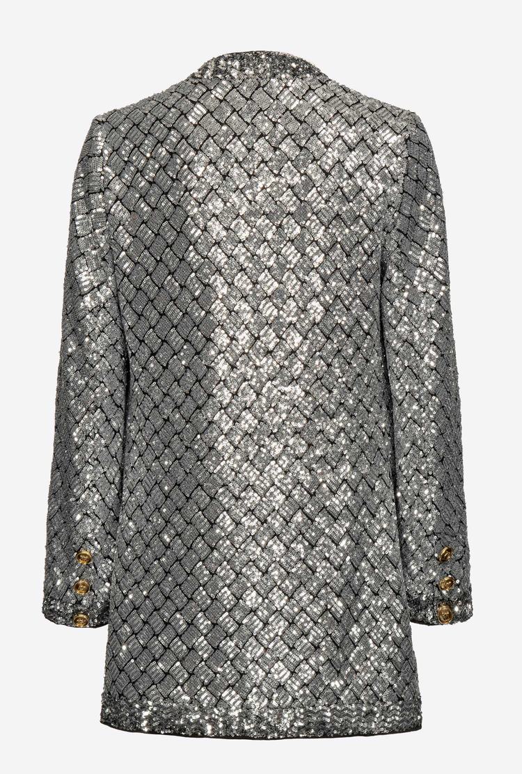 Women's Pinko Fully Sequinned Jackets Metal Silver | Australia-39562109