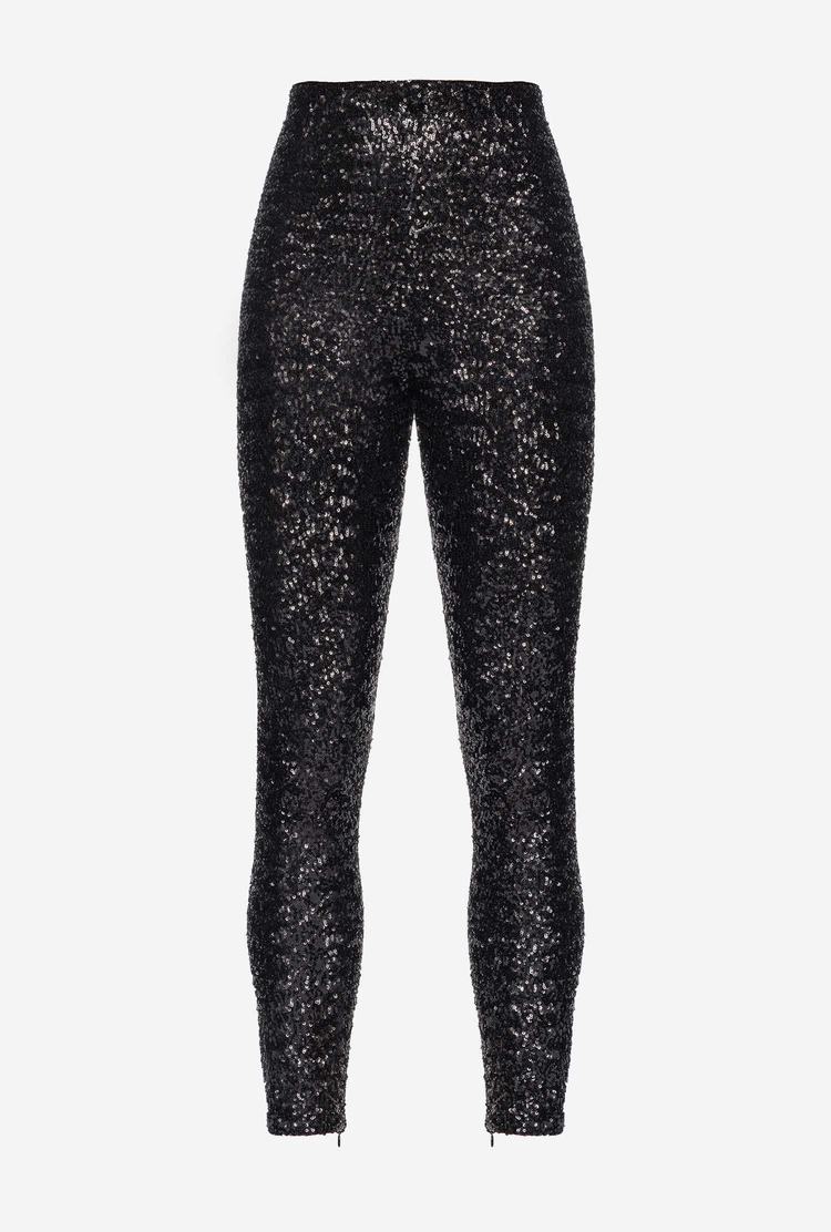 Women's Pinko Fully Sequinned Pants Black | Australia-02918749