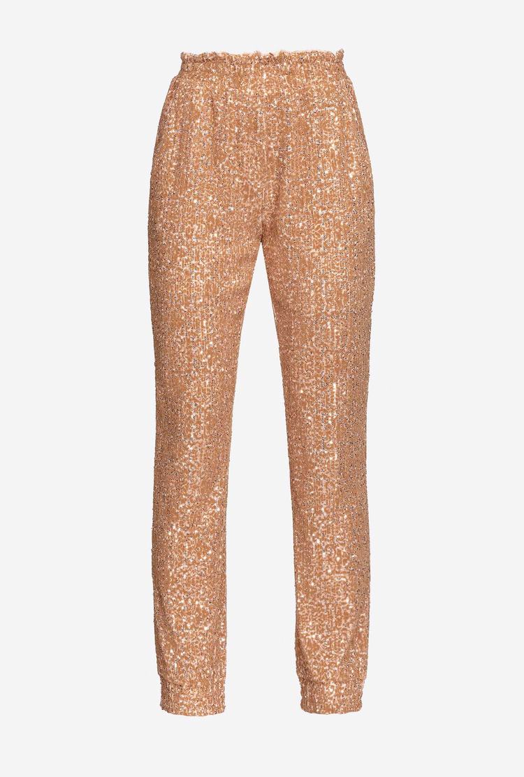 Women's Pinko Fully Sequinned Pants Rose Gold | Australia-09178549