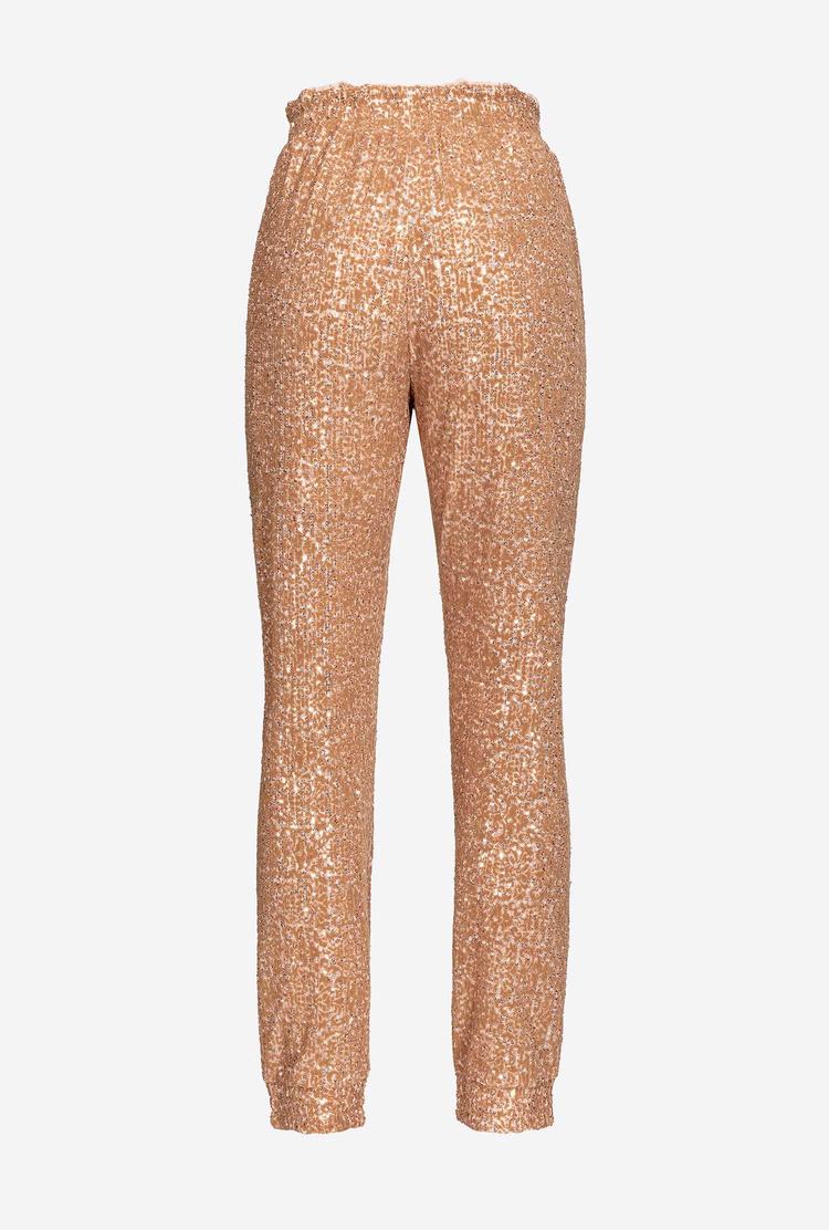 Women's Pinko Fully Sequinned Pants Rose Gold | Australia-09178549