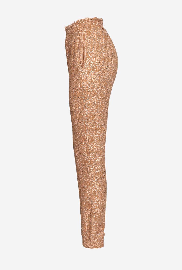 Women's Pinko Fully Sequinned Pants Rose Gold | Australia-09178549