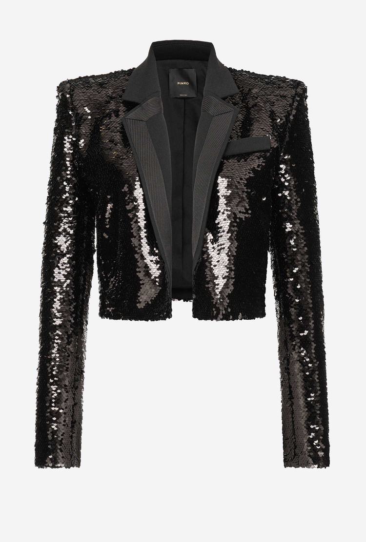 Women's Pinko Fully Sequinned Spencer Jackets Black | Australia-64753829