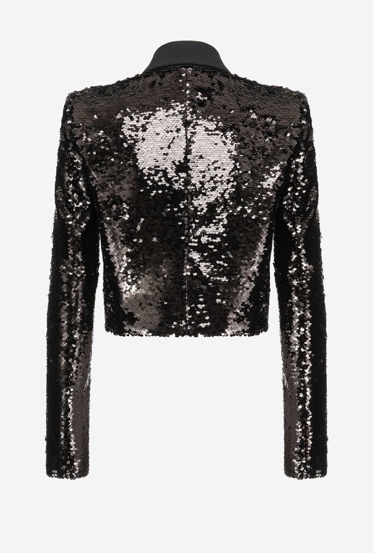 Women's Pinko Fully Sequinned Spencer Jackets Black | Australia-64753829