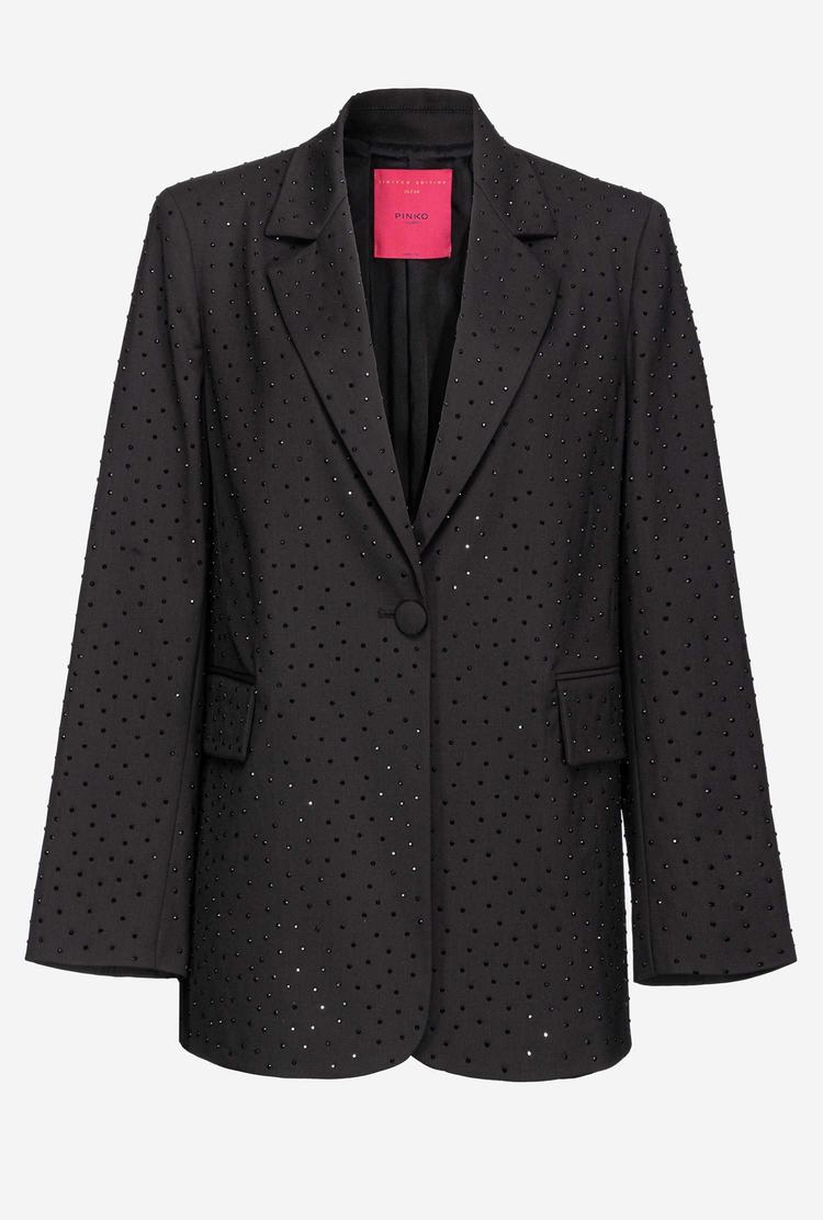 Women's Pinko Galleria Full-rhinestone Blazers Black | Australia-62541099