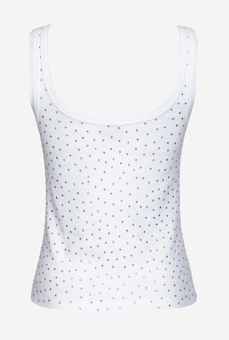 Women's Pinko Galleria Full-rhinestone Tanks White | Australia-51946079